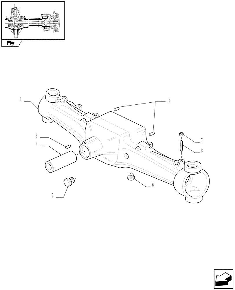 Схема запчастей Case IH MAXXUM 120 - (1.40.0/01) - (CL.3) FRONT AXLE WITH HYDR. DIFFER. LOCK AND STEERING SENSOR - BOX (04) - FRONT AXLE & STEERING