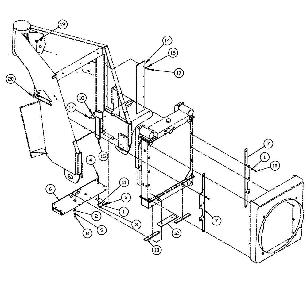 Схема запчастей Case IH FLX3300B - (02-020) - RADIATOR MOUNTING ASSEMBLY (01) - ENGINE