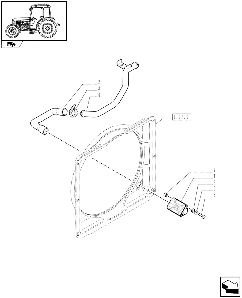 Схема запчастей Case IH FARMALL 95C - (1.19.1/02) - DRY AIR CLEANER WITH DUST EJECTOR (VAR.330200) (02) - ENGINE EQUIPMENT