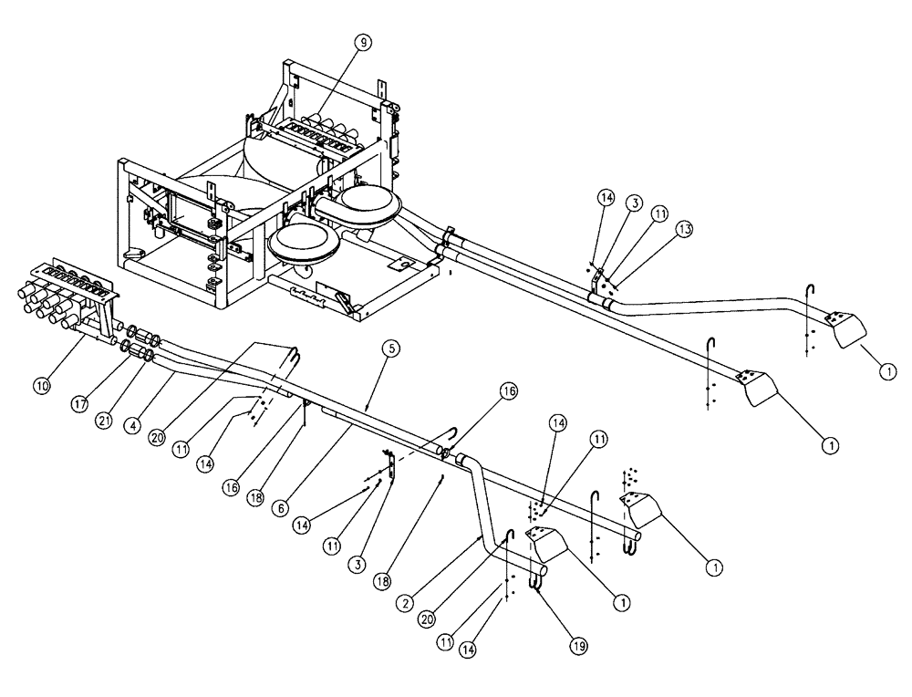 Схема запчастей Case IH FLX810 - (04-011) - TUBES GROUP, MID, 2.5”, 60’ Boom Group