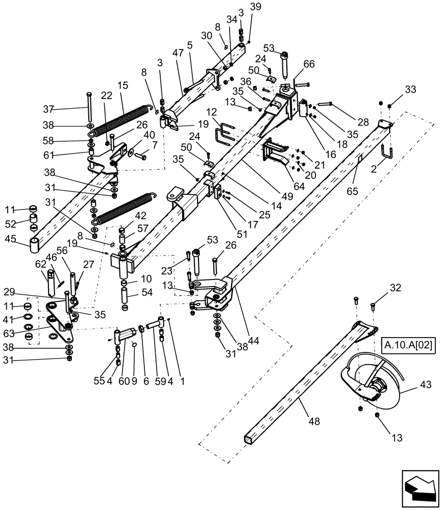 Схема запчастей Case IH 1200 - (A.10.A[04]) - MARKER COMPONENTS 12 ROW WIDE AND 16 ROW NARROW MOUNTED STACKER ASN CBJ036001 A - Distribution Systems