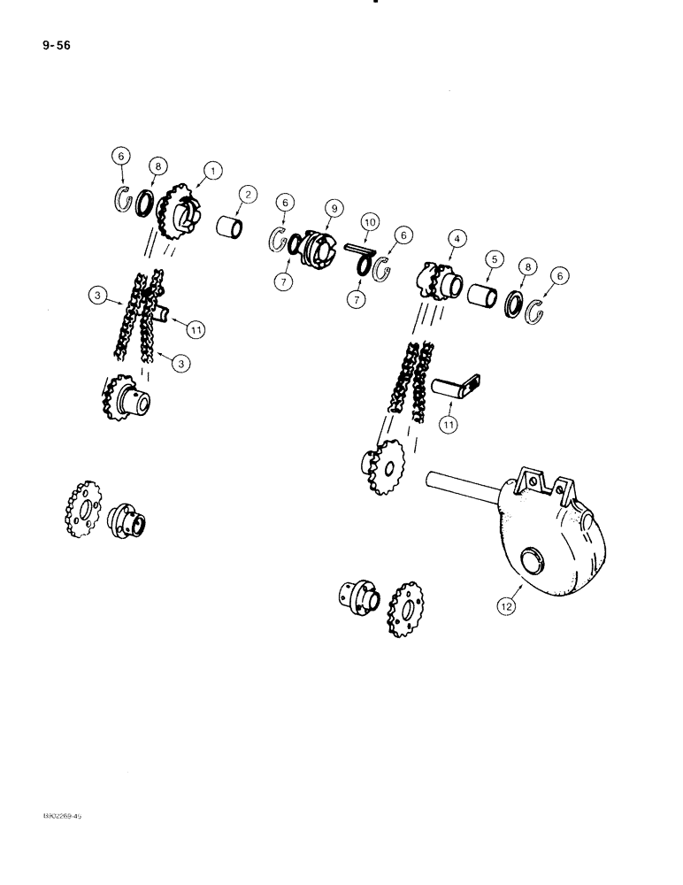 Схема запчастей Case IH 550 - (9-056) - APRON DRIVE LINE, USED ON ALL MODELS EXCEPT 560 (06) - POWER TRAIN