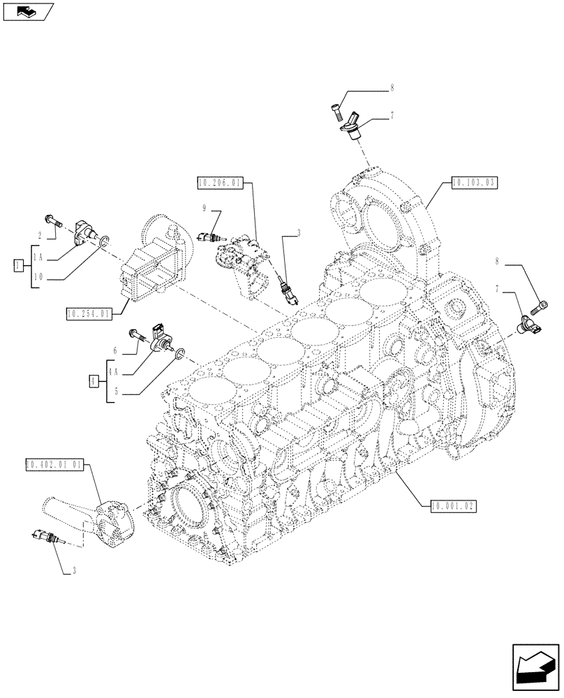 Схема запчастей Case IH F2CFE613E B006 - (55.414.01) - MOTOR SENSORS (504135967 - 504270473) (55) - ELECTRICAL SYSTEMS