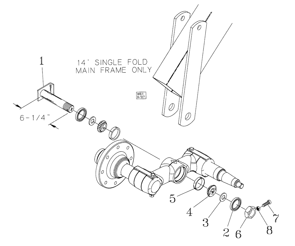 Схема запчастей Case IH TIGERMATE II - (44.100.18) - SINGLE FOLD 14 MAIN FRAME ONLY WALKING BEAM SERVICE PART KIT (44) - WHEELS