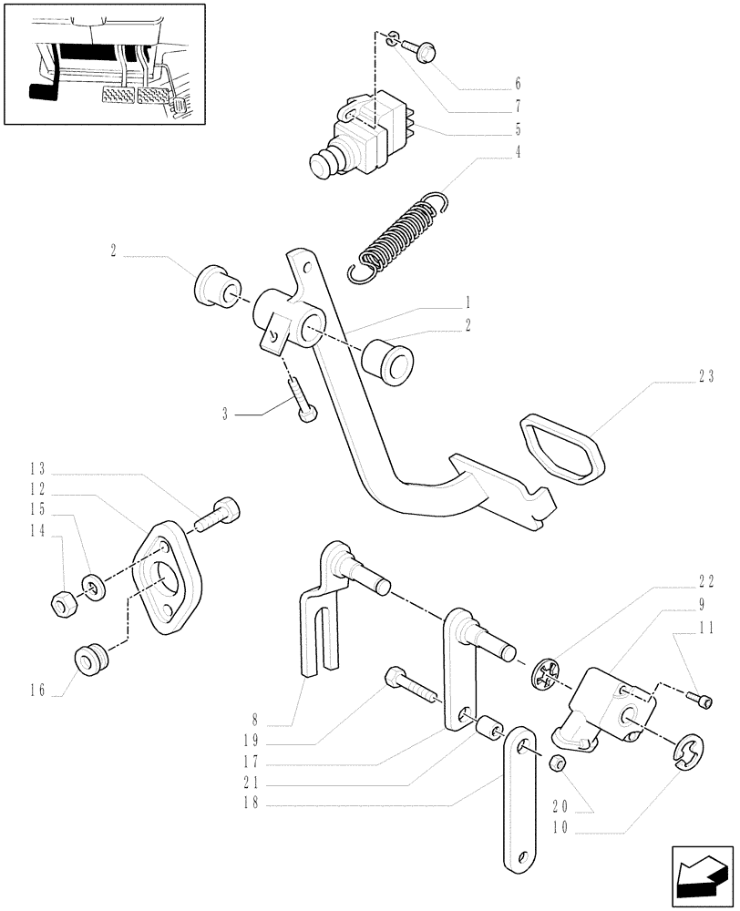 Схема запчастей Case IH MXU110 - (1.95.2) - CLUTCH PEDAL (10) - OPERATORS PLATFORM/CAB