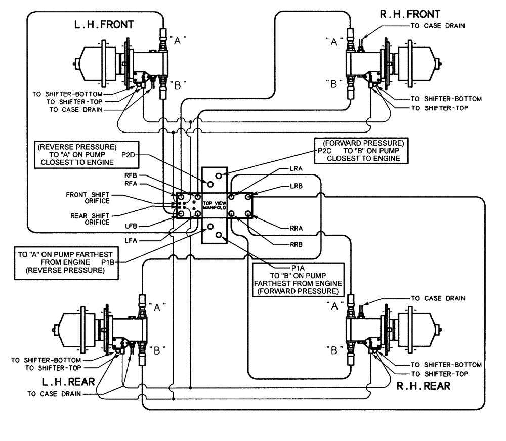 Схема запчастей Case IH PATRIOT 150 - (06-006) - HYDRAULIC PLUMPING -MANIFOLD TO WHEEL MOTOR Hydraulic Plumbing