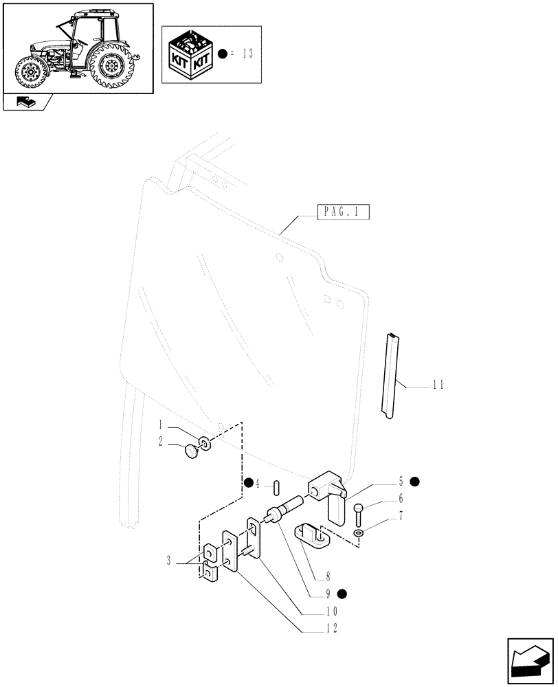 Схема запчастей Case IH FARMALL 85C - (1.92.92/01[02]) - CAB - HINGED WINDSHIELD, HANDLE AND RELEVANT PARTS (VAR.330660) (10) - OPERATORS PLATFORM/CAB