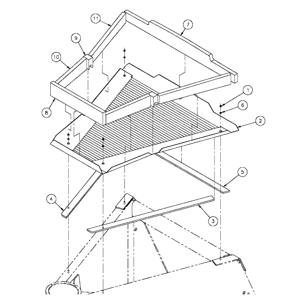 Схема запчастей Case IH FLX3330B - (04-012) - RADIATOR SCREEN ASSEMBLY-TOP Frame & Suspension