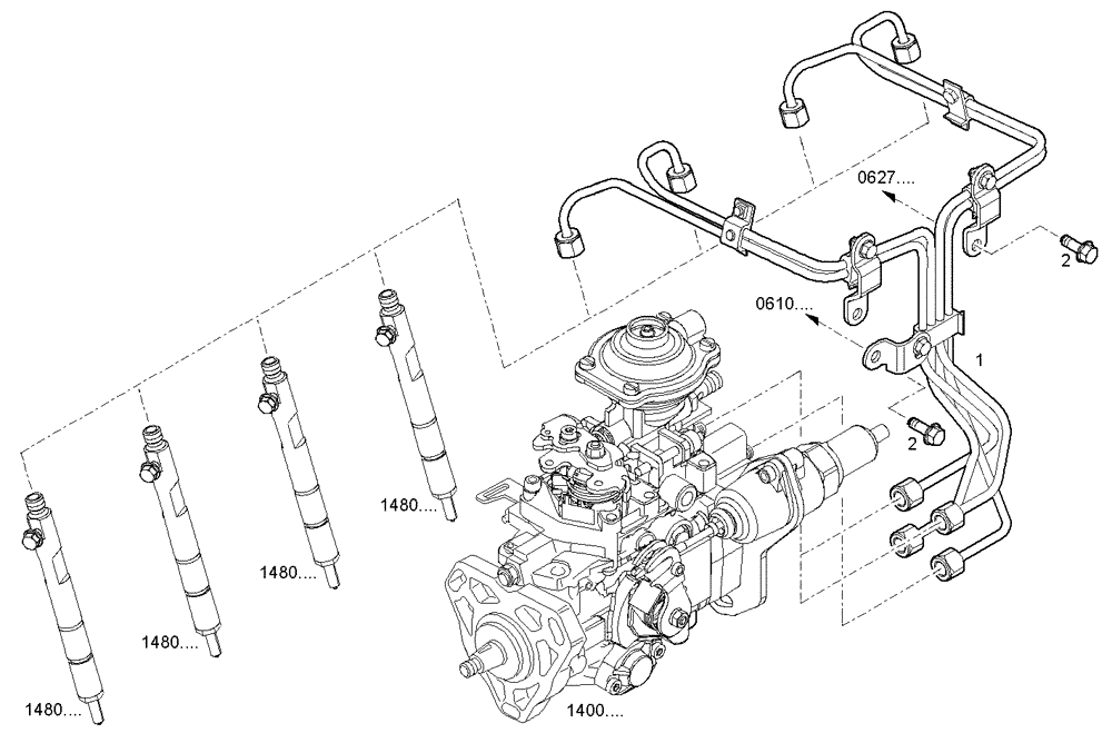 Схема запчастей Case IH F5AE9484B A003 - (2020.150) - INJECTION PIPES 