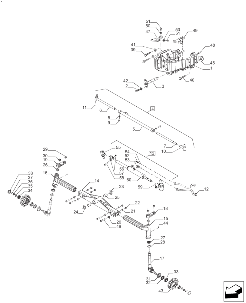 Схема запчастей Case IH FARMALL 120A - (25.400.AM[02]) - FRONT AXLE - STEERING SYSTEM 2WD - 4 CYL. HEAVY DUTY (25) - FRONT AXLE SYSTEM