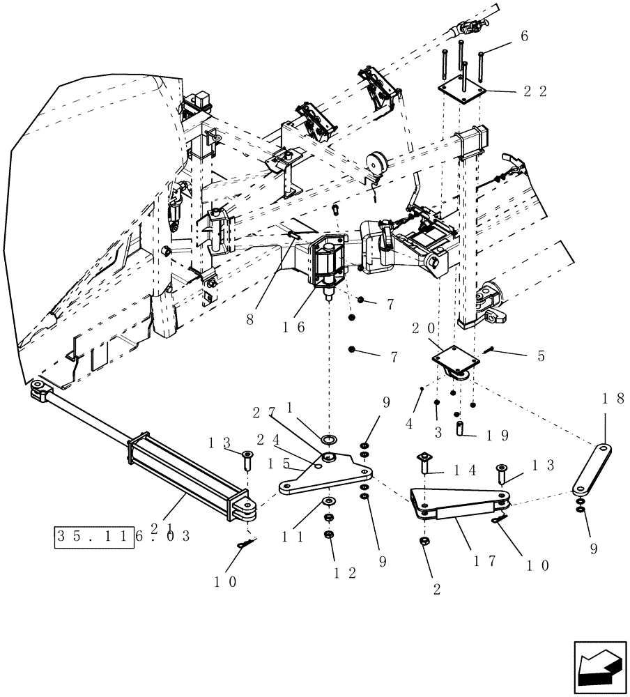 Схема запчастей Case IH 100 - (35.310.03) - WHEELED BOOM - HYDRAULIC UNFOLD LINKAGE (35) - HYDRAULIC SYSTEMS