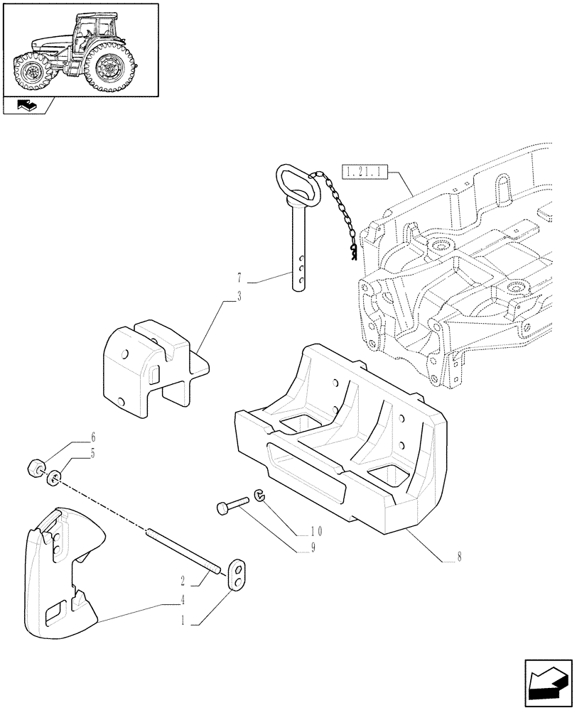 Схема запчастей Case IH FARMALL 105U - (1.44.0/01) - FRONT SUPPORT AND BALLAST (VAR.330226-330227-330476-330477) (04) - FRONT AXLE & STEERING