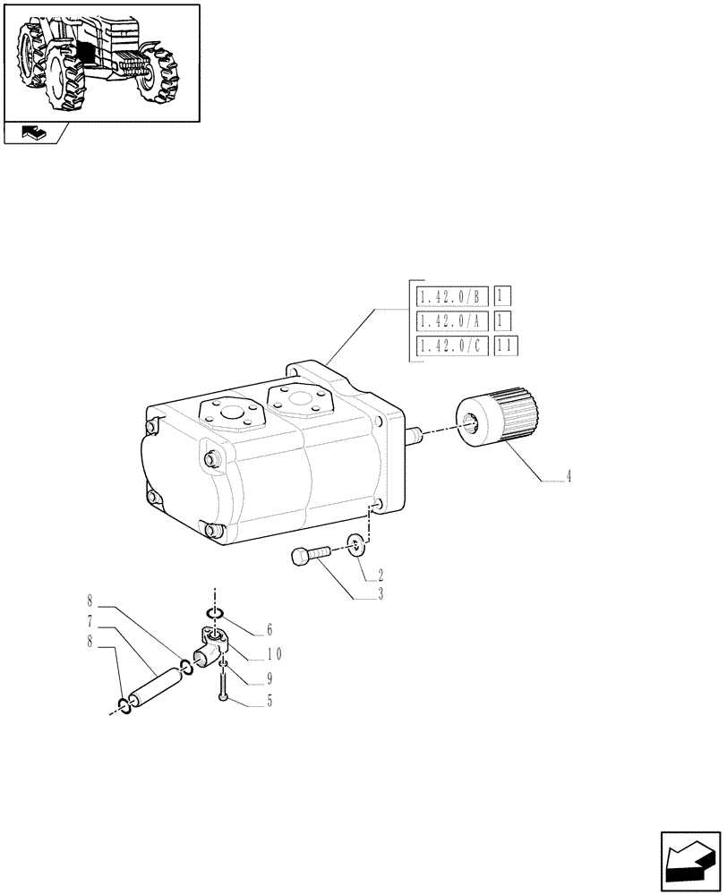 Схема запчастей Case IH FARMALL 65C - (1.42.0) - HYDRAULIC PUMP (04) - FRONT AXLE & STEERING