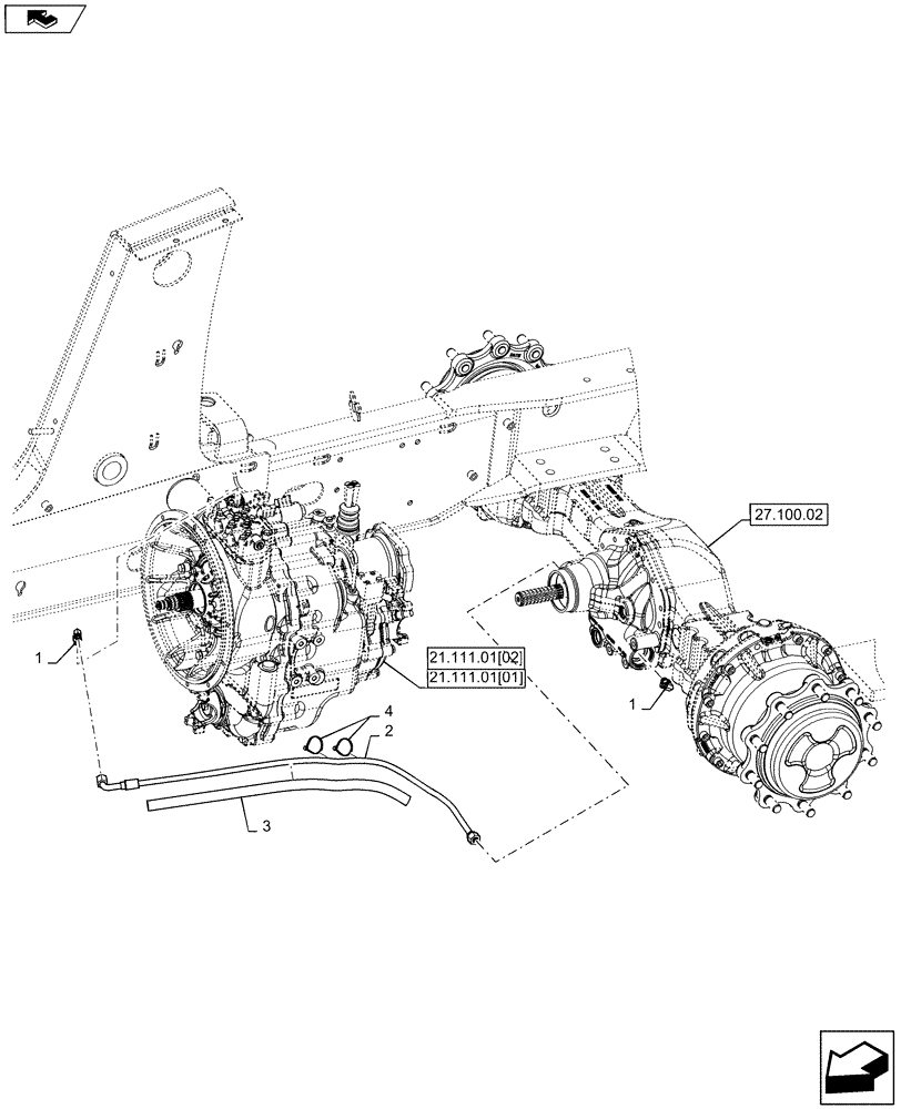 Схема запчастей Case IH 586H - (21.182.01) - DIFFERENTIAL LOCK INSTALLATION, 2WD AND 4WD (21) - TRANSMISSION