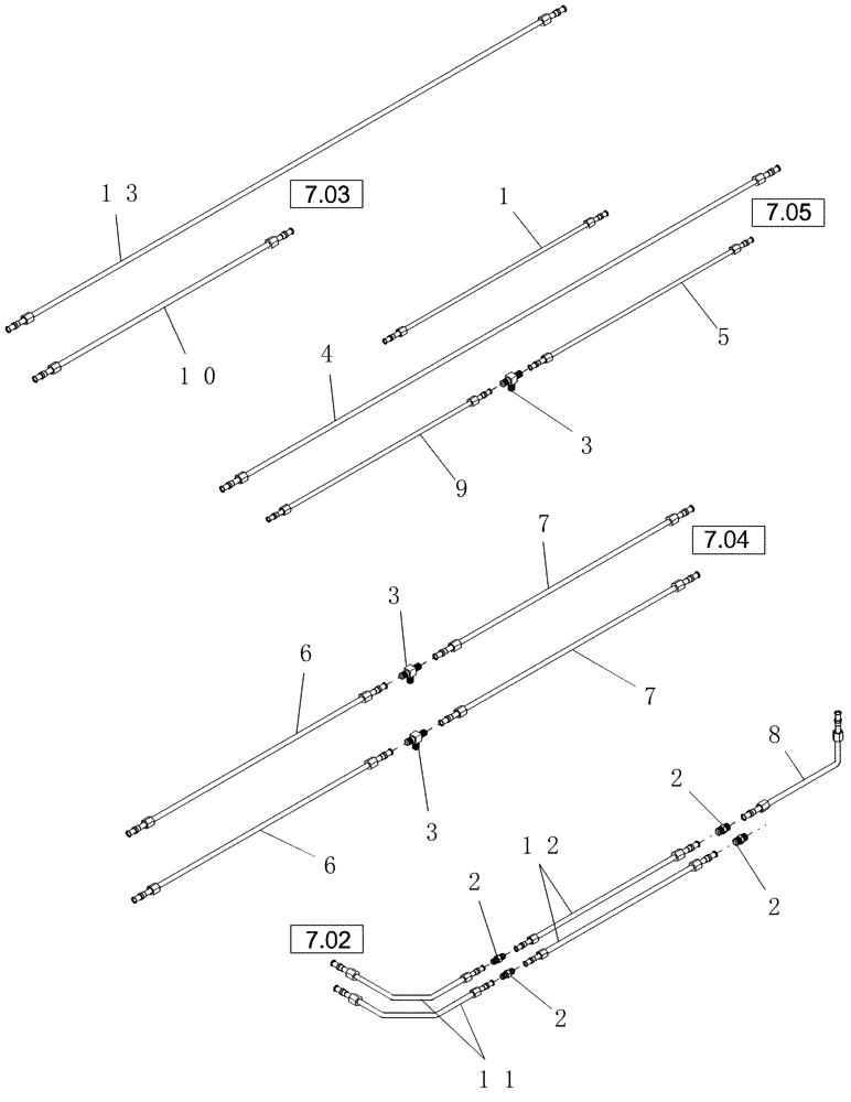 Схема запчастей Case IH DHX181 - (7.09[1]) - STEEL LINES, 18 FT (07) - HYDRAULICS