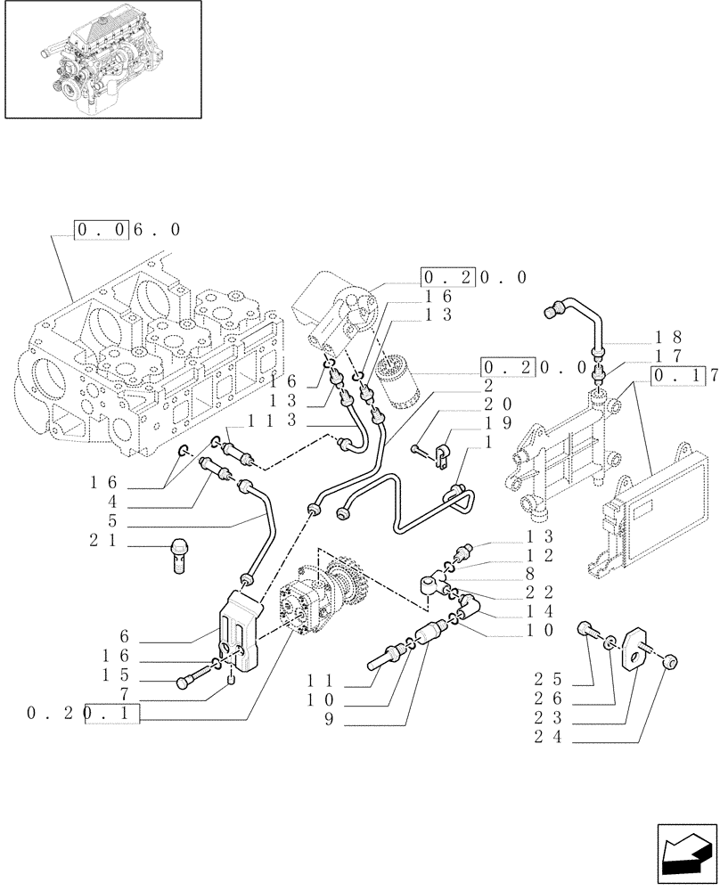 Схема запчастей Case IH F3AE0684G B001 - (0.20.3[01]) - FUEL LINES & RELATED PARTS (500340245) 