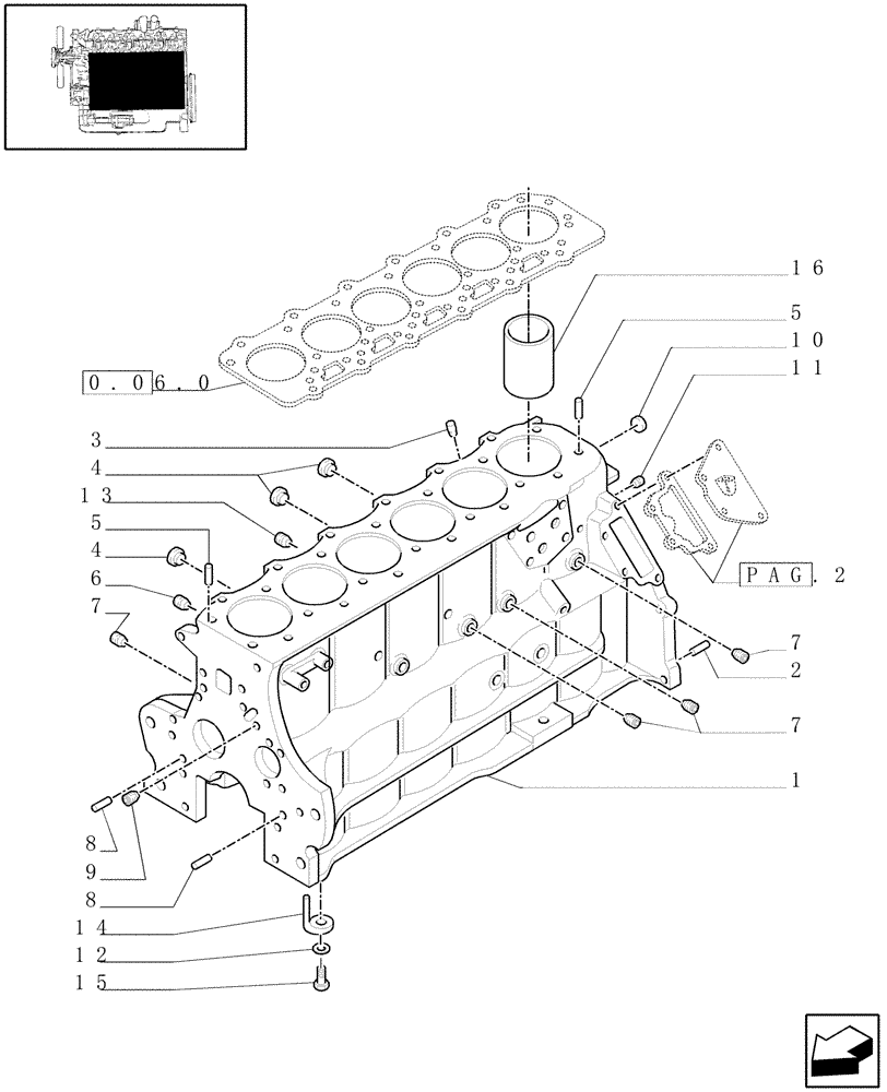Схема запчастей Case IH MXM190 - (0.04.0[01]) - CYLINDER BLOCK & RELATED PARTS (01) - ENGINE