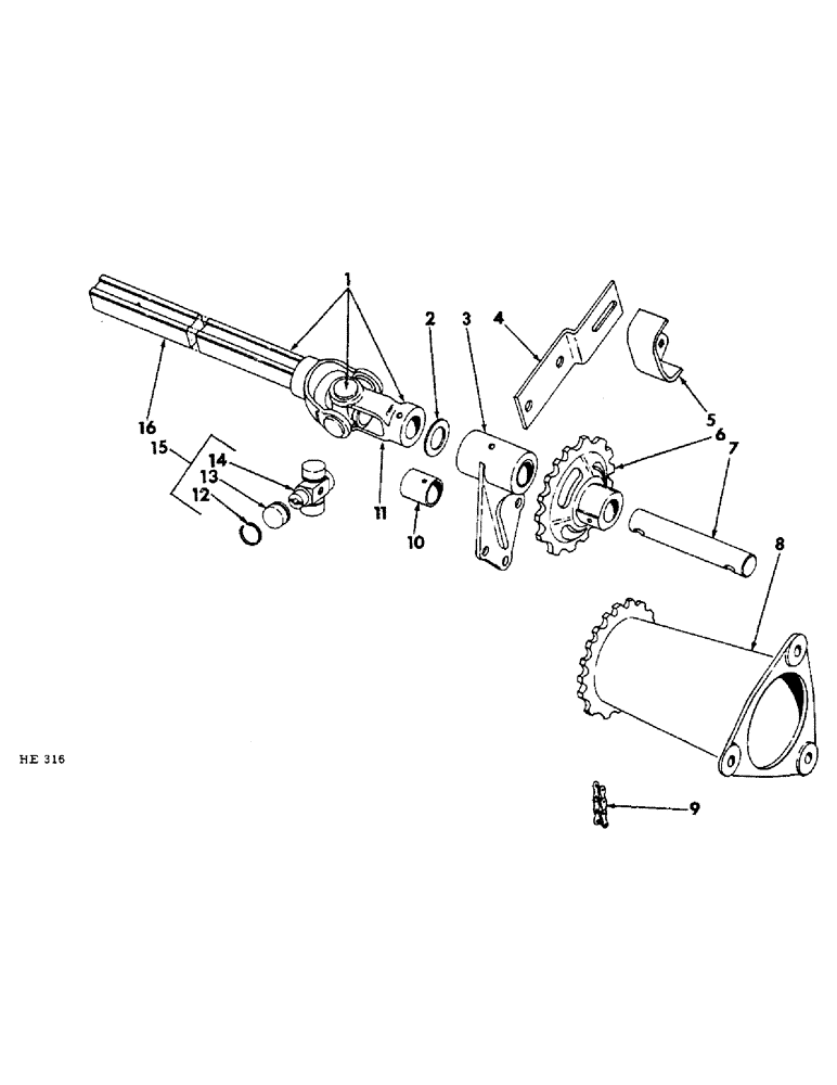 Схема запчастей Case IH 300 - (14) - LAND WHEEL GRAIN DRIVE AND UNIVERSAL 