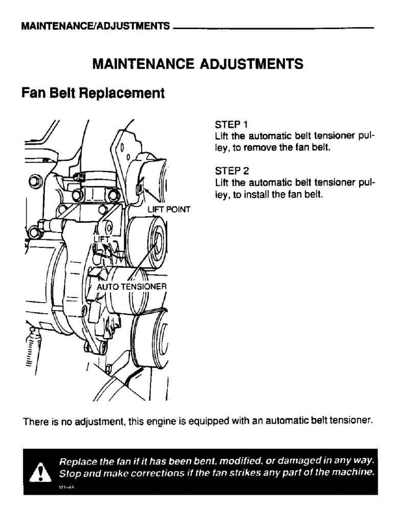 Схема запчастей Case IH 6590 - (040) - MAINTENANCE, ADJUSTMENTS, FAN BELT REPLACEMENT 