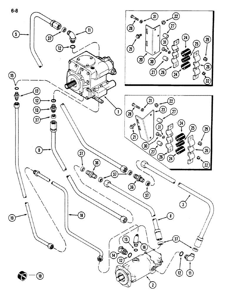 Схема запчастей Case IH 1620 - (6-008) - HYDROSTATIC PUMP AND MOTOR CIRCUIT (03) - POWER TRAIN