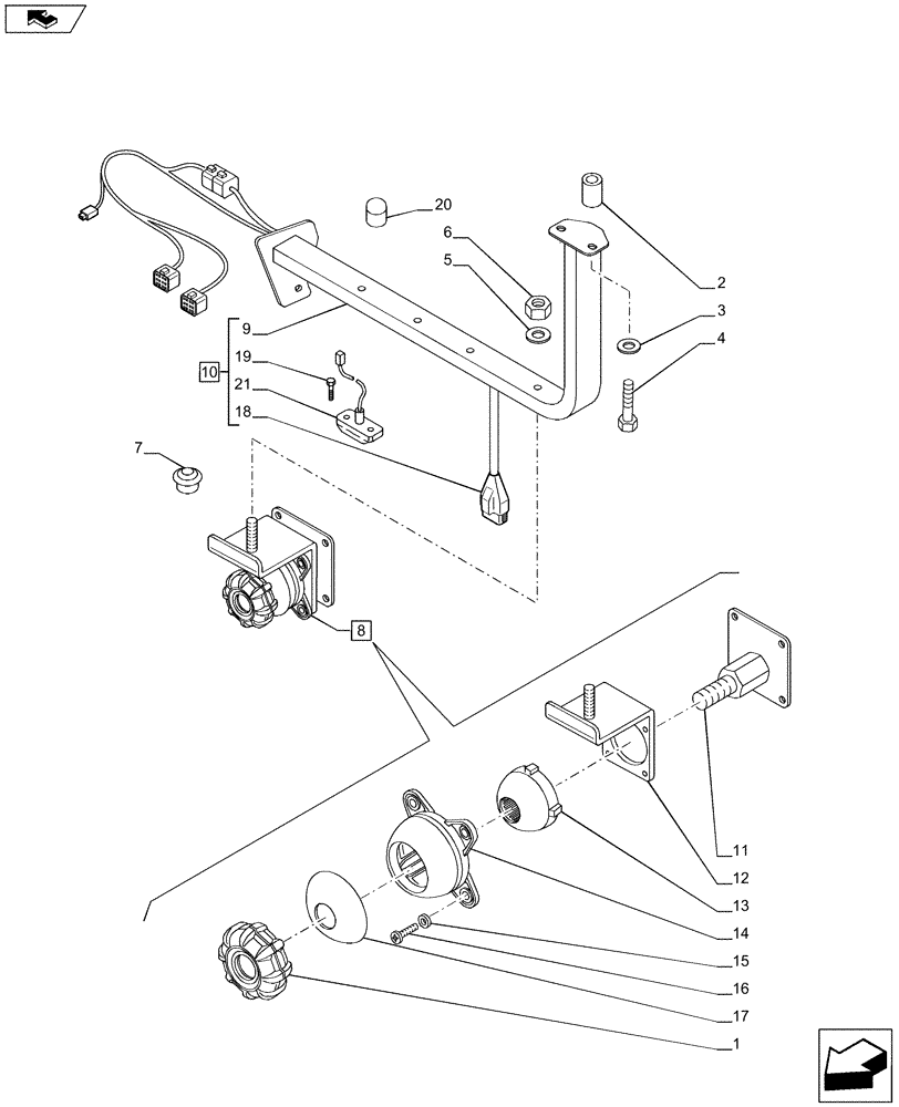 Схема запчастей Case IH PUMA 230 - (55.440.0402) - BALER BAR DISPLAY READY - BALER BAR MOUNTING (VAR.743407) (55) - ELECTRICAL SYSTEMS