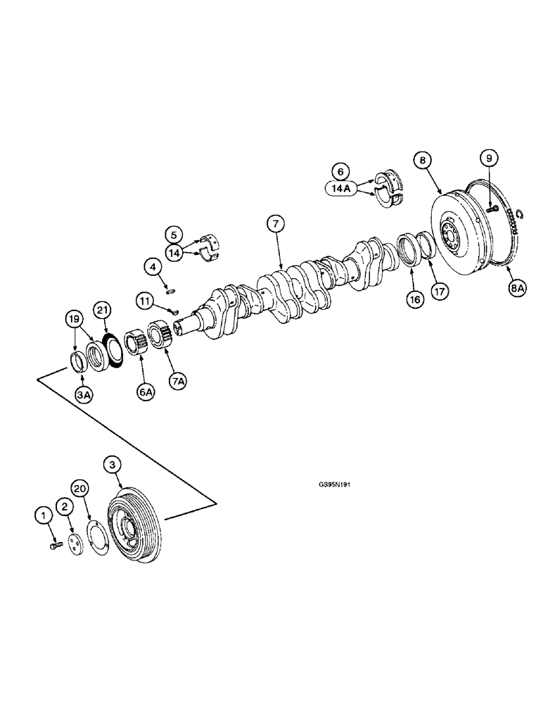 Схема запчастей Case IH D-312 - (9A-08) - CRANKSHAFT, FLYWHEEL AND BEARINGS 