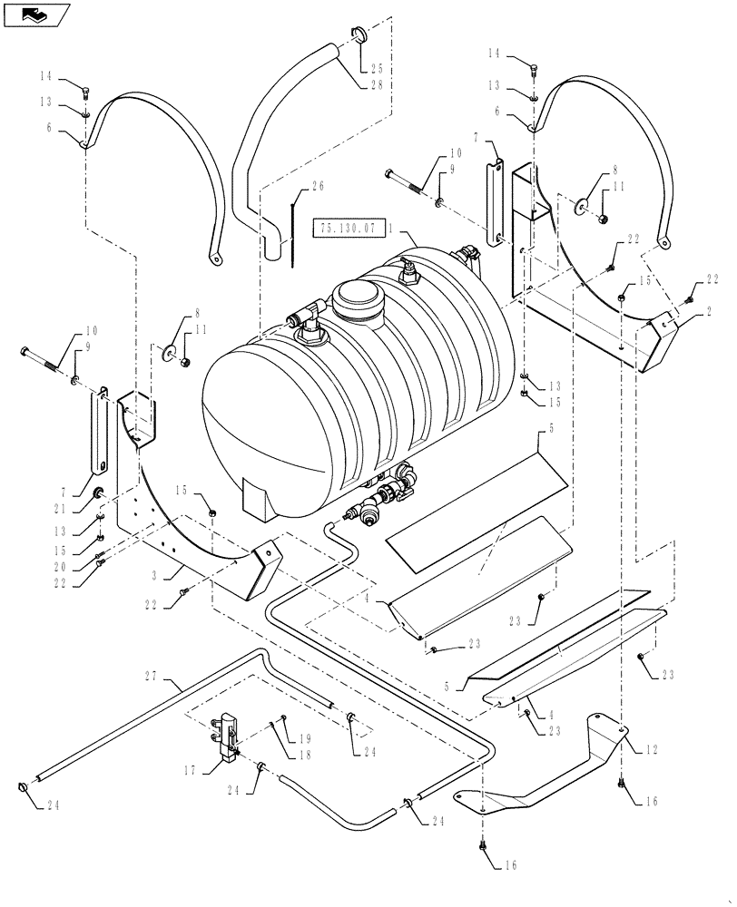 Схема запчастей Case IH 3230 - (75.130.06) - FOAMER TANK GROUP (75) - SOIL PREPARATION