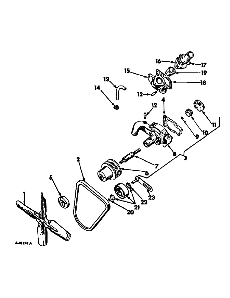 Схема запчастей Case IH BD-154 - (B-08) - THERMOSTAT AND WATER PUMP, 424, 2424, 444 AND 2444 TRACTORS 