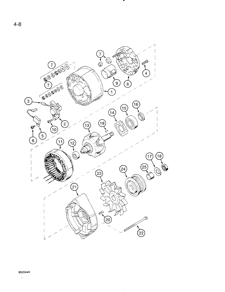 Схема запчастей Case IH 6830TA - (4-08) - ALTERNATOR ASSEMBLY, A187873 