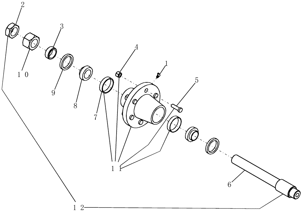 Схема запчастей Case IH 800 - (44.100.02) - ASSEMBLY, HUB AND SPINDLE H617 (44) - WHEELS