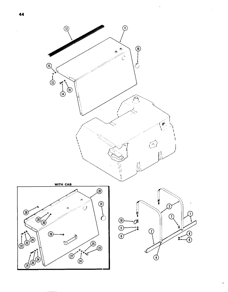 Схема запчастей Case IH 1270 - (044) - FUEL TANK SUPPORTS, 451 BDT, DIESEL ENGINE, FIRST USED TRACTOR S/N 8715153 (03) - FUEL SYSTEM