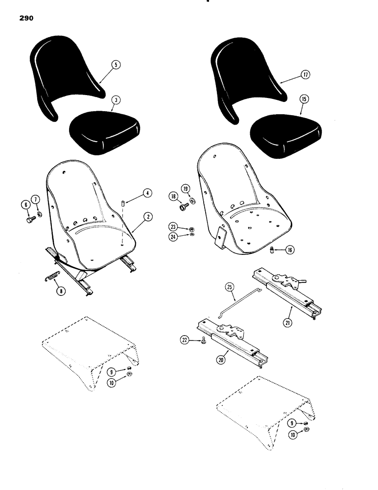 Схема запчастей Case IH 1090 - (290) - BUCKET SEAT (09) - CHASSIS/ATTACHMENTS