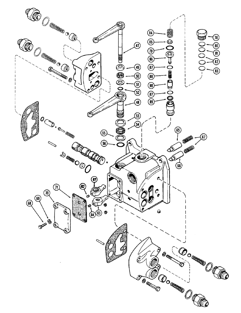 Схема запчастей Case IH 1370 - (312) - A141383 REMOTE HYDRAULIC VALVE, RIGHT HAND WITH RELIEF VALVE (08) - HYDRAULICS