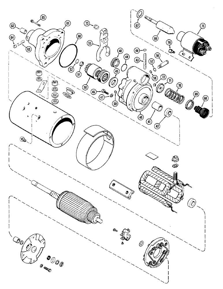 Схема запчастей Case IH 1370 - (102) - STARTER ASSEMBLY, WITH BENDIX DRIVE ASSEMBLY (04) - ELECTRICAL SYSTEMS