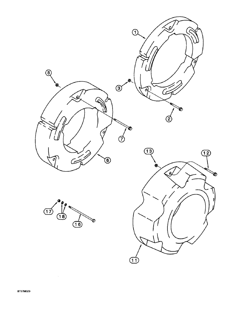 Схема запчастей Case IH 8930 - (6-100) - REAR WHEEL WEIGHT, P.I.N. JJA0083000 AND AFTER (06) - POWER TRAIN