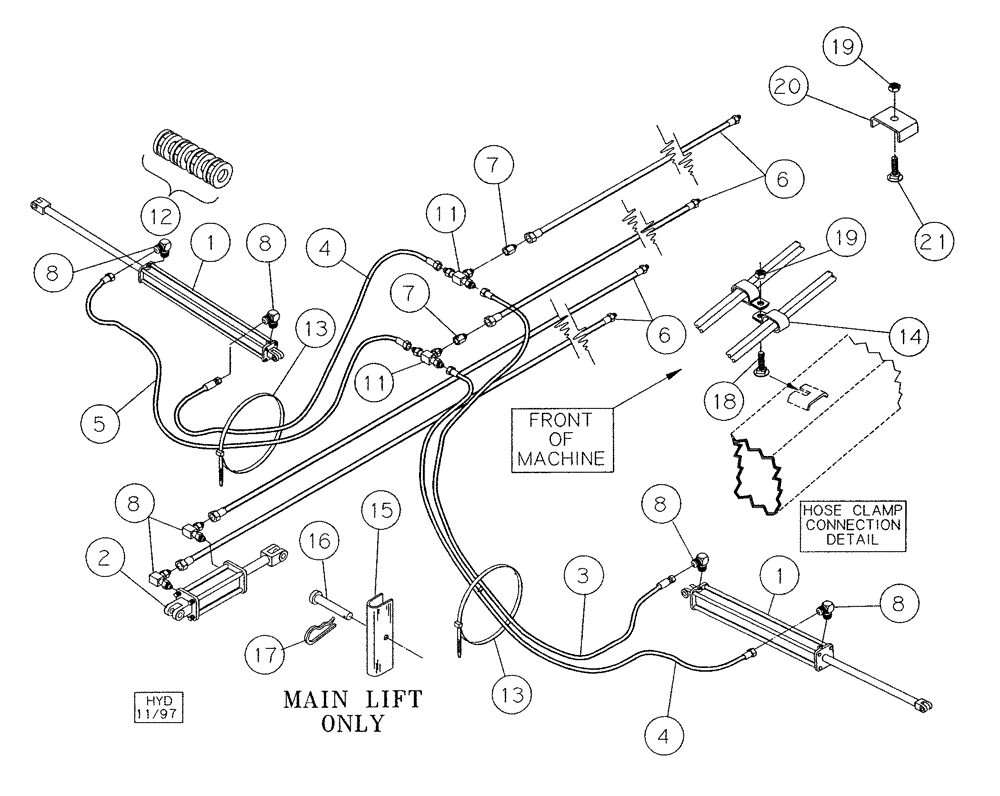 Схема запчастей Case IH 2800 - (35.100.01) - HYDRAULIC HOSE ROUTING (08) - HYDRAULICS