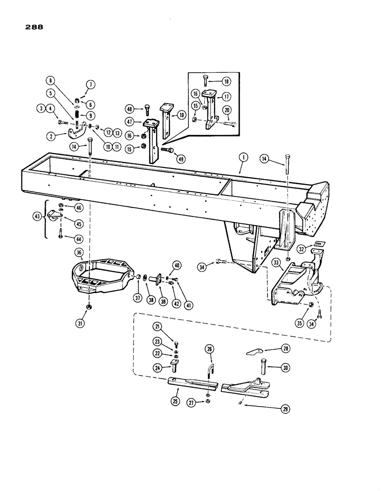 Схема запчастей Case IH 1200 - (288) - FRAME DRAWBAR AND ATTACHING PARTS (09) - CHASSIS