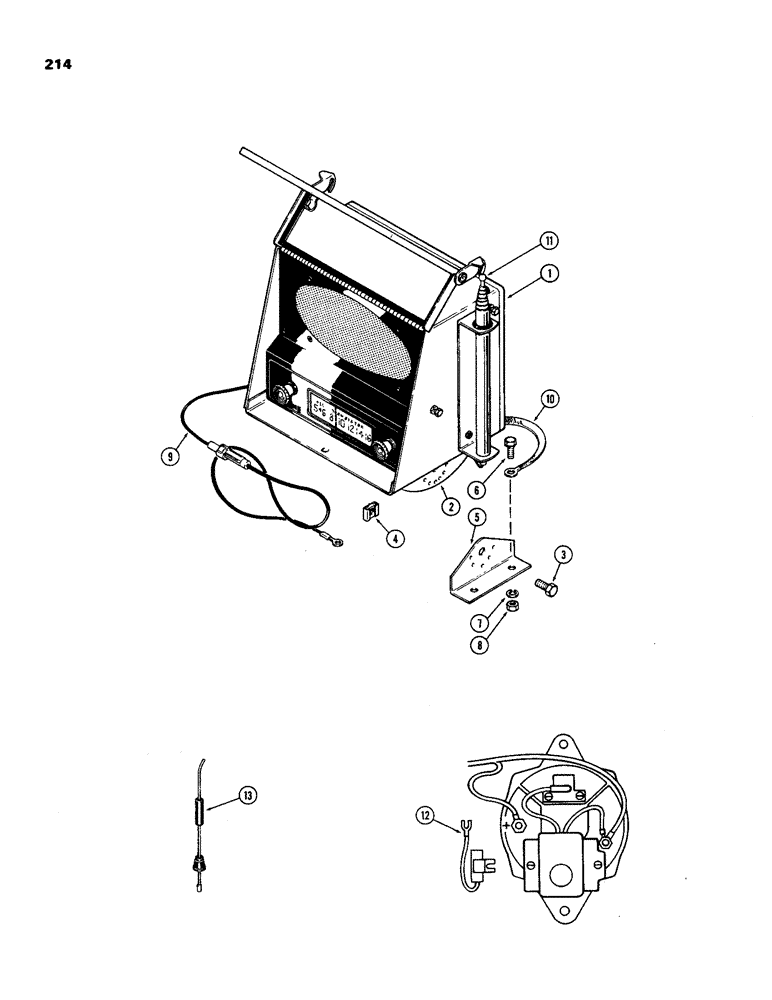 Схема запчастей Case IH 970 - (214) - RADIO, FENDER MOUNTED (04) - ELECTRICAL SYSTEMS