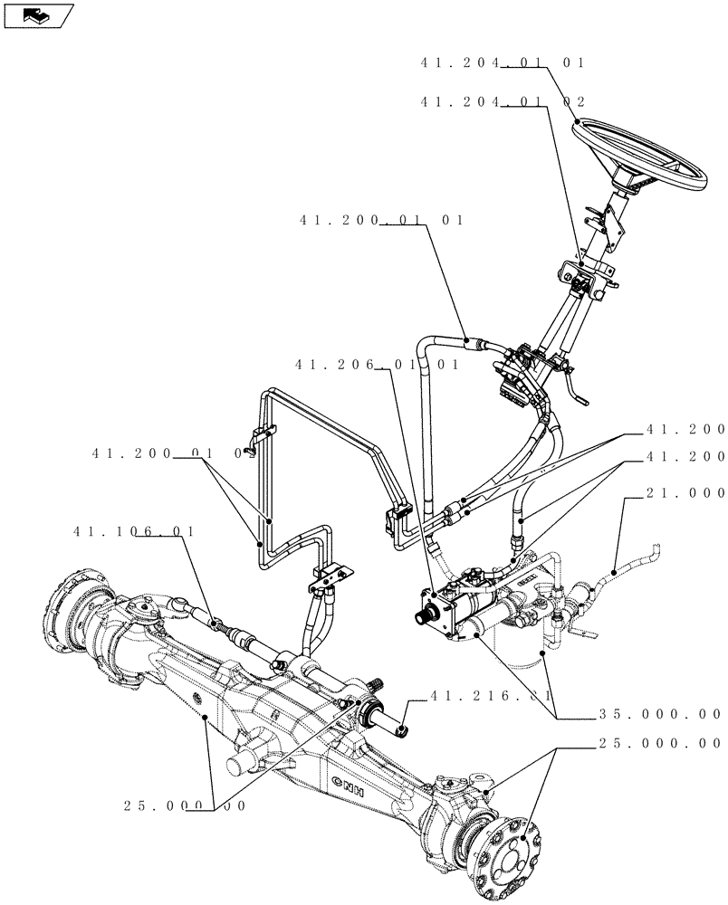 Схема запчастей Case IH FARMALL 65C - (41.000.00) - PICTORIAL INDEX - STEERING (41) - STEERING