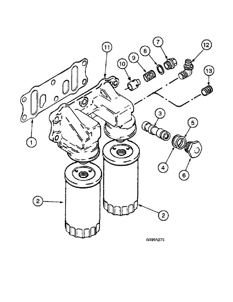 Схема запчастей Case IH DTI-466C - (9E-145A) - OIL FILTER AND CONNECTIONS, 1822 AND 1844 COTTON PICKERS 