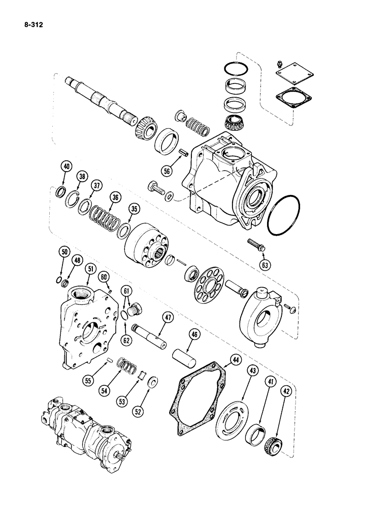 Схема запчастей Case IH 4494 - (8-312) - TRIPLE HYDRAULIC PUMP ASSEMBLY, PISTON PUMP SECTION (08) - HYDRAULICS