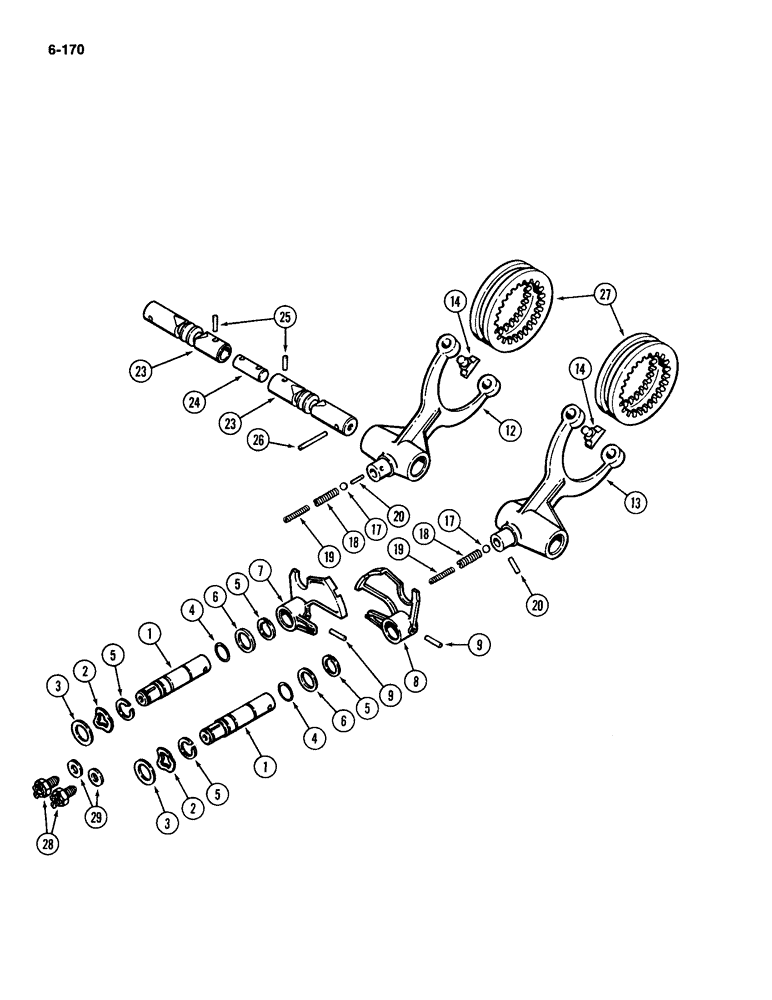 Схема запчастей Case IH 2094 - (6-170) - POWER SHIFT TRANSMISSION, RANGE SHIFT MECHANISM (06) - POWER TRAIN