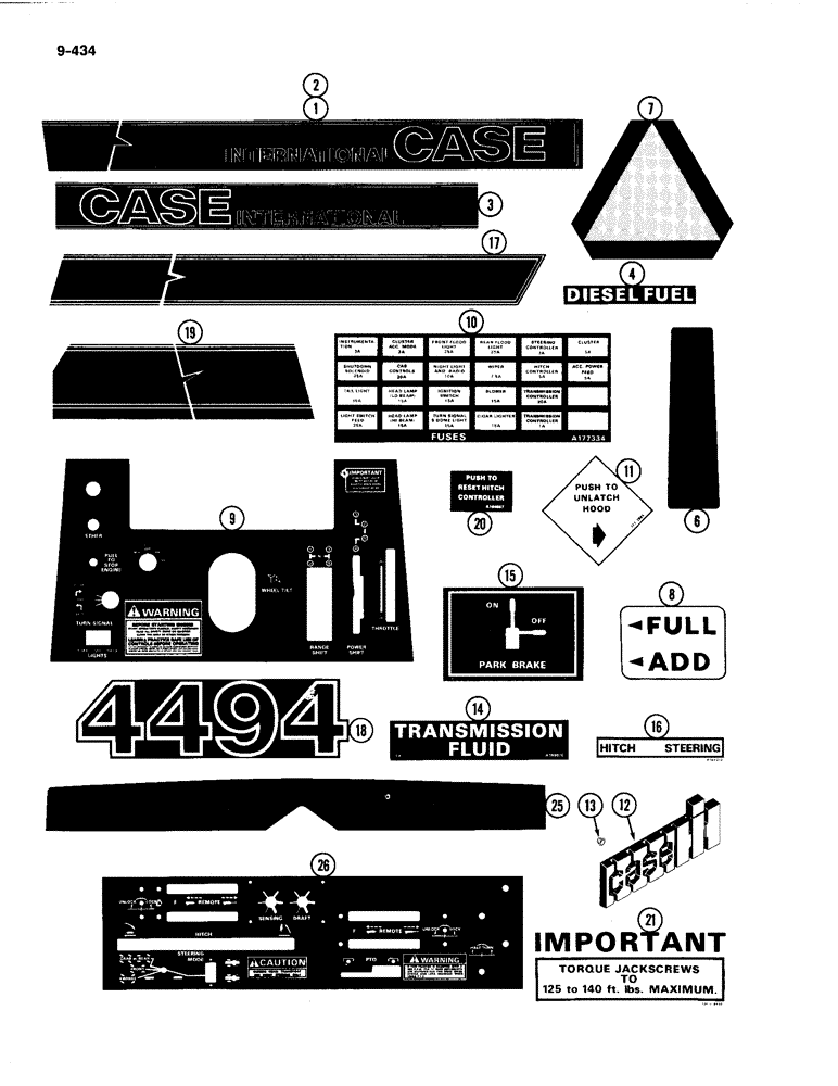 Схема запчастей Case IH 4494 - (9-434) - TRACTOR DECALS, CASE IH (09) - CHASSIS/ATTACHMENTS