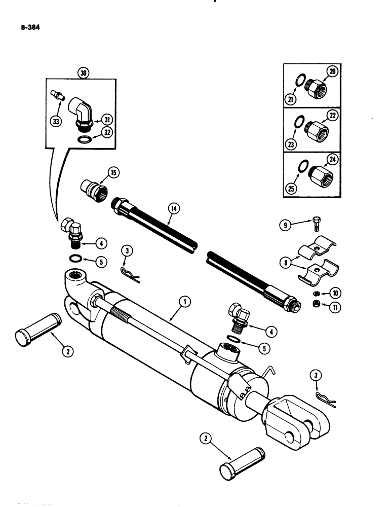 Схема запчастей Case IH 2294 - (8-384) - REMOTE HYDRAULICS, REMOTE CYLINDER, HOSES AND COUPLINGS (08) - HYDRAULICS