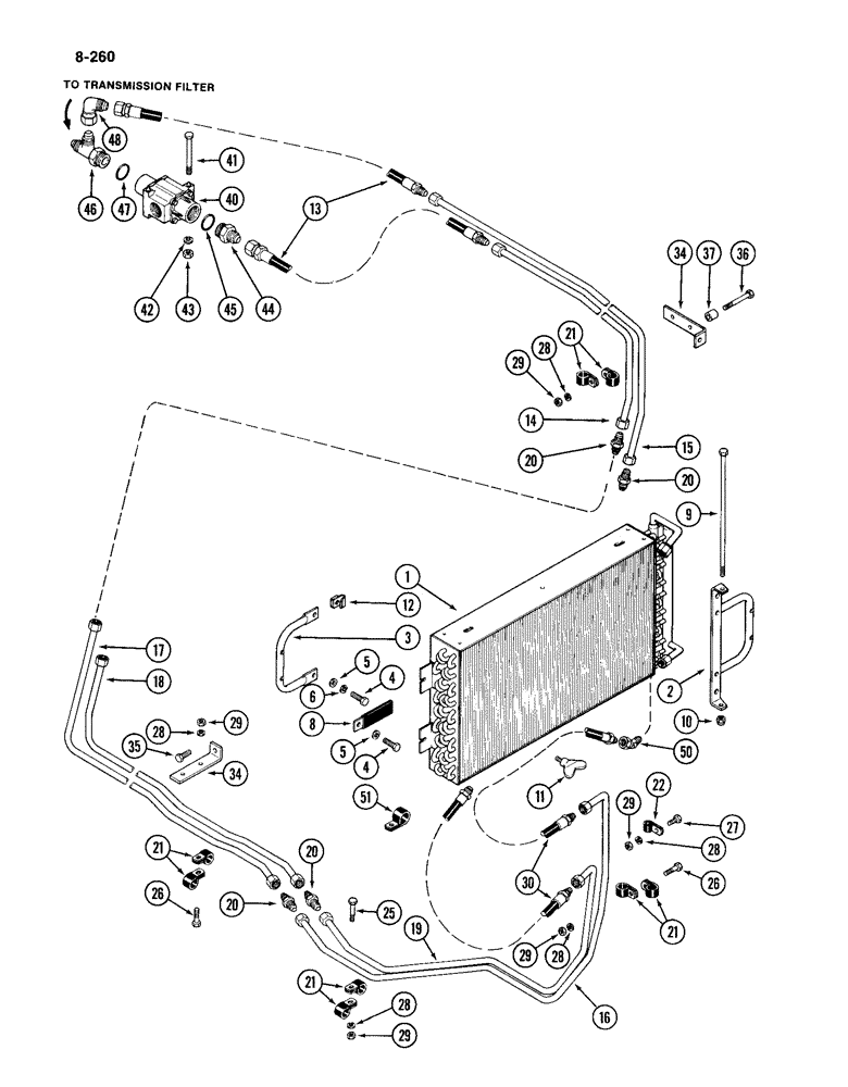 Схема запчастей Case IH 4994 - (8-260) - TRANSMISSION HYDRAULIC CIRCUIT, OIL COOLER (08) - HYDRAULICS