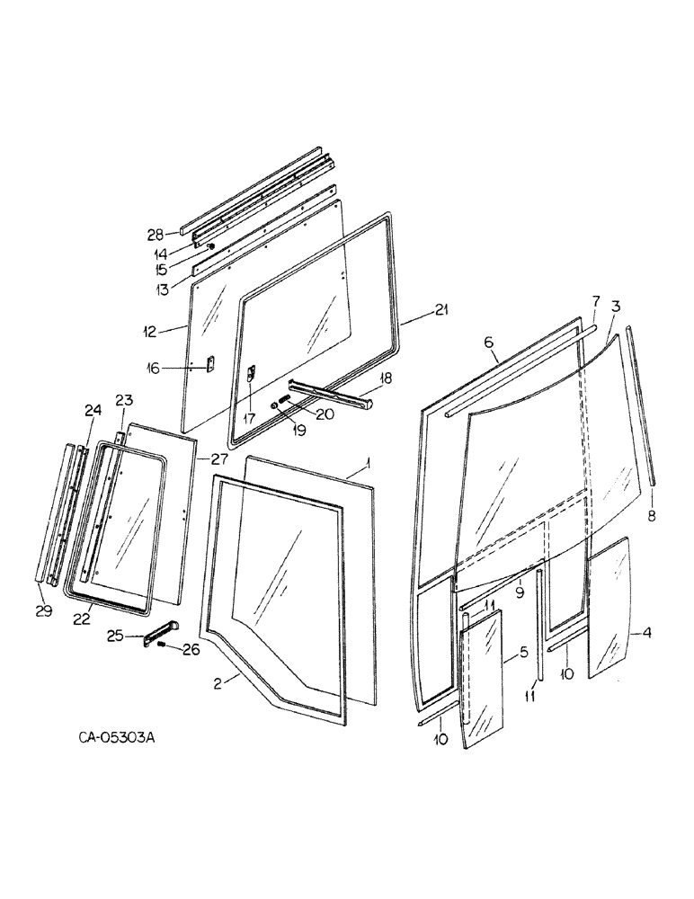 Схема запчастей Case IH 1586 - (13-31) - SUPERSTRUCTURE, CAB GLASS (05) - SUPERSTRUCTURE