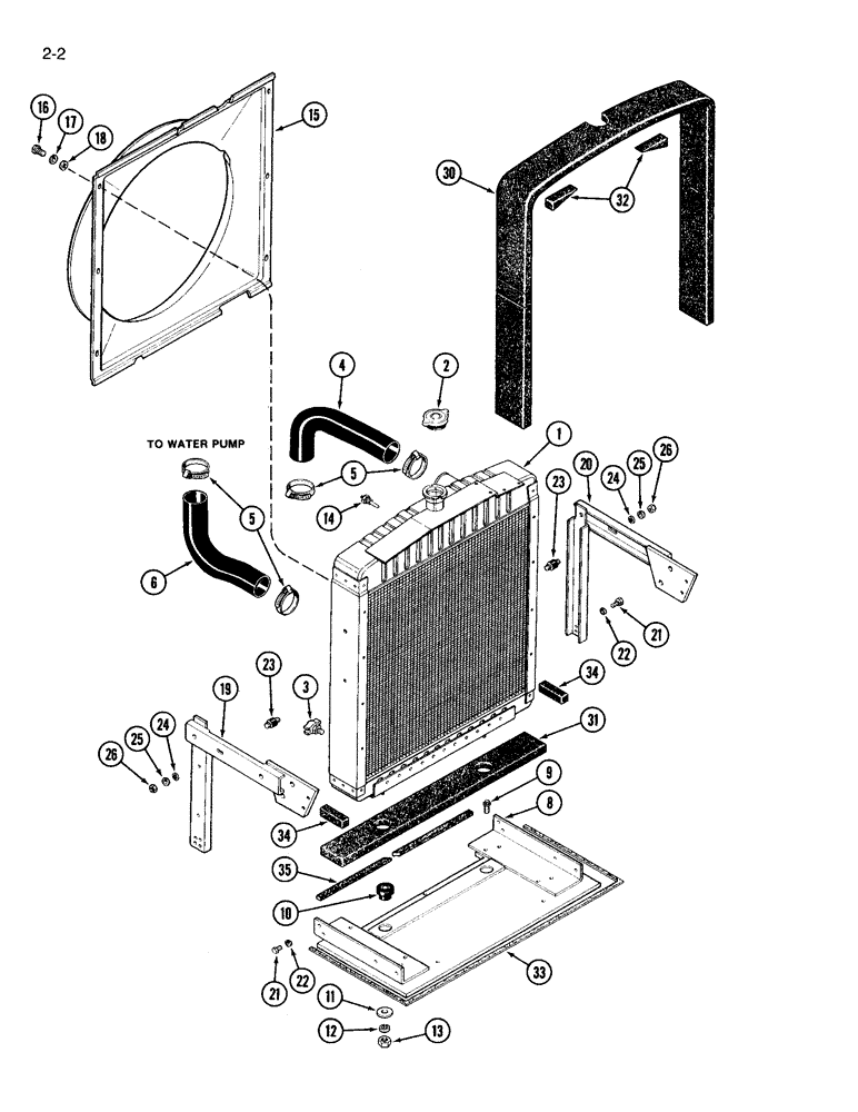 Схема запчастей Case IH 3594 - (2-002) - RADIATOR AND ATTACHING PARTS (02) - ENGINE