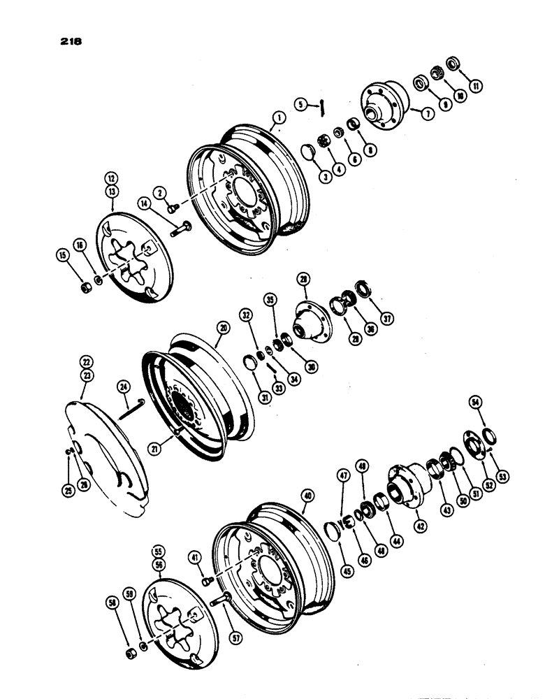 Схема запчастей Case IH 430 - (218) - FRONT WHEELS, GENERAL PURPOSE AND UTILITY WHEELS, HUBS AND WEIGHTS, PRIOR TO S/N 8262800 (06) - POWER TRAIN