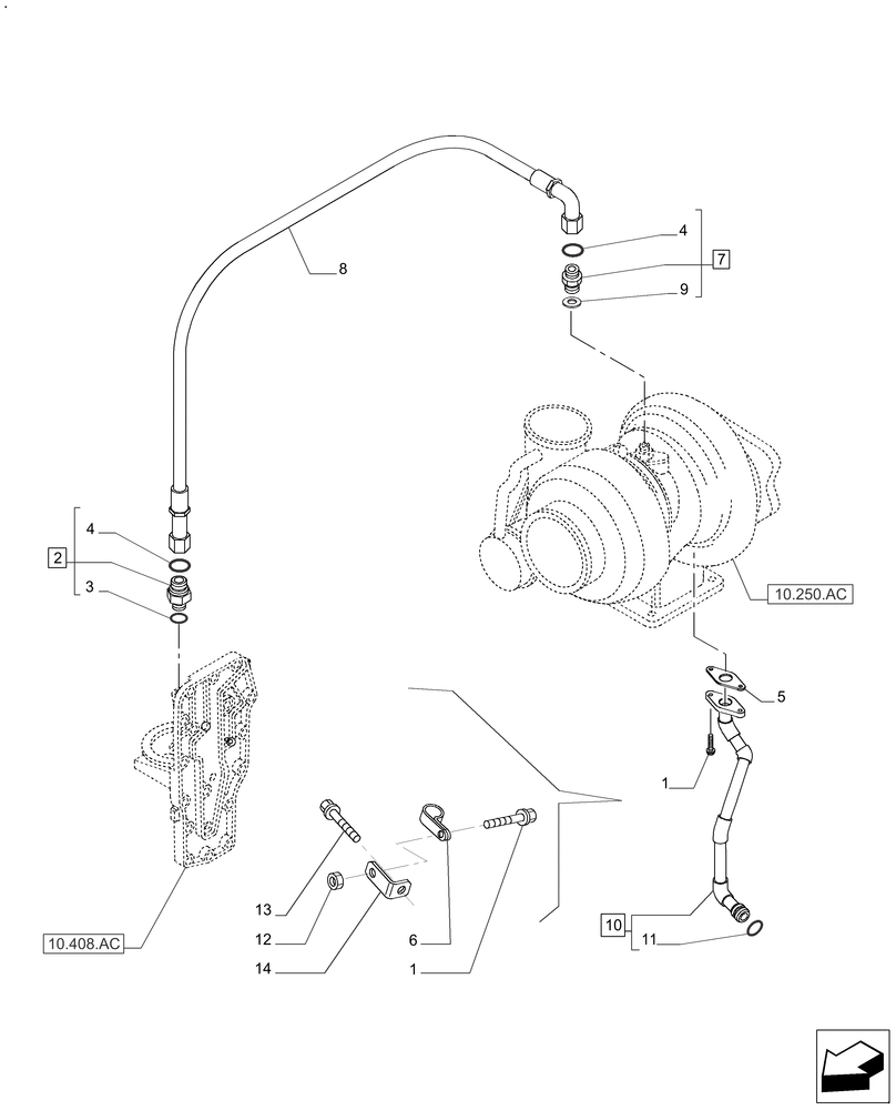 Схема запчастей Case IH FARMALL 125A - (10.304.AL) - PIPE - ENGINE OIL (10) - ENGINE