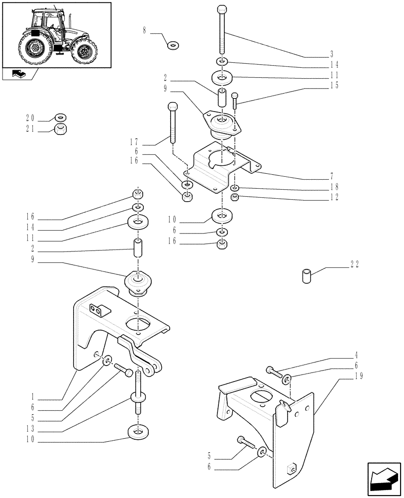 Схема запчастей Case IH FARMALL 90 - (1.87.0[01]) - CAB SUPPORTS (08) - SHEET METAL